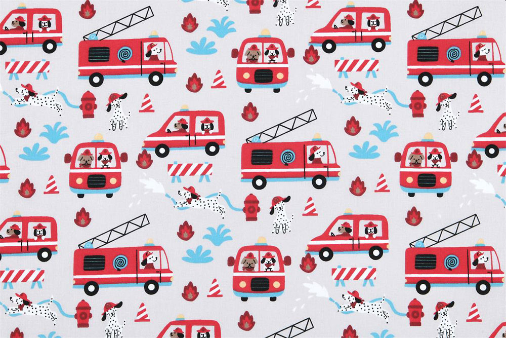 Kinderstoff - Wuff Wuff Feuerwehr