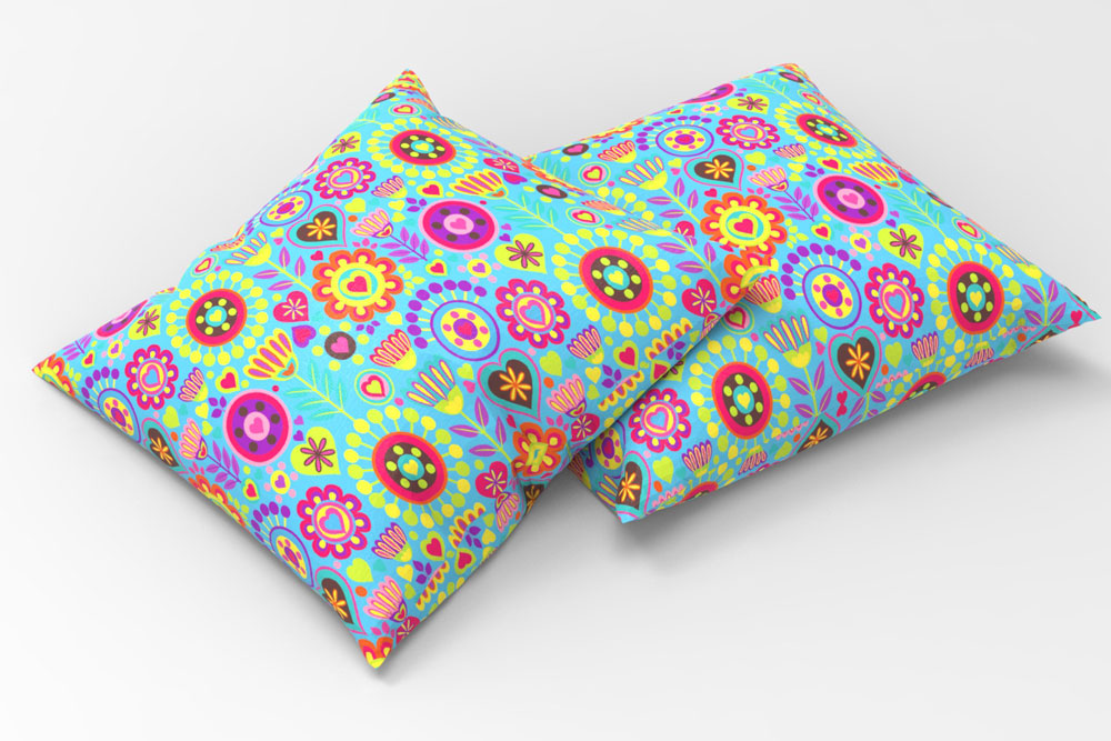 Blackout perm. schwer entflammbar - Retro-Blumenwiese