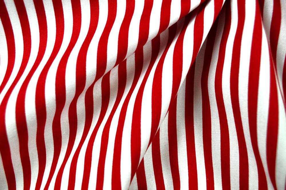 Baumwollstoff - Längsstreifen - Rot/Weiß