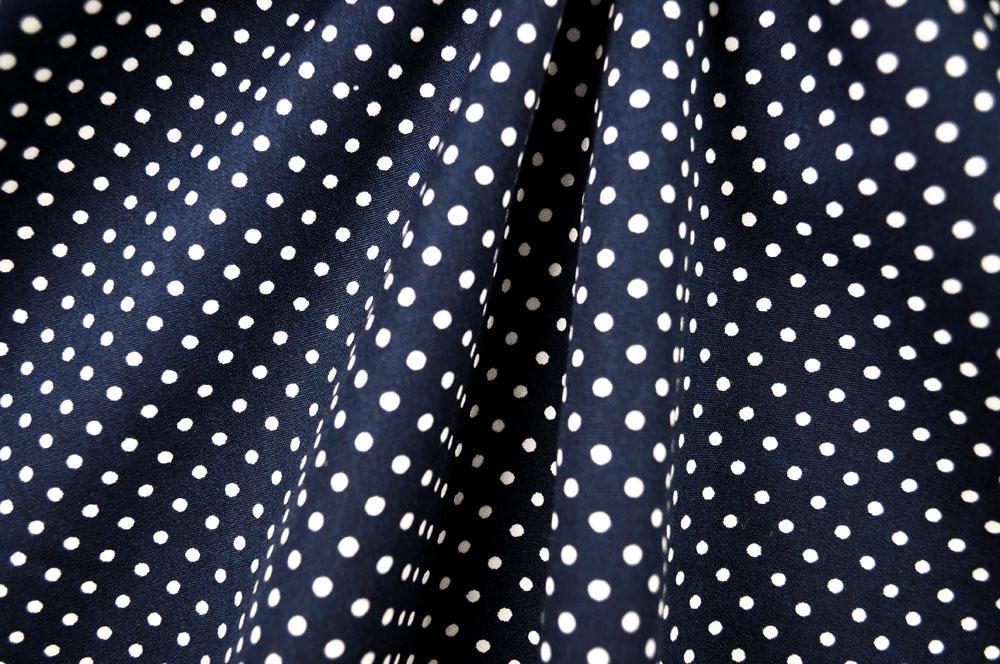 Baumwollstoff - Pünktchen - Dunkelblau/Weiß