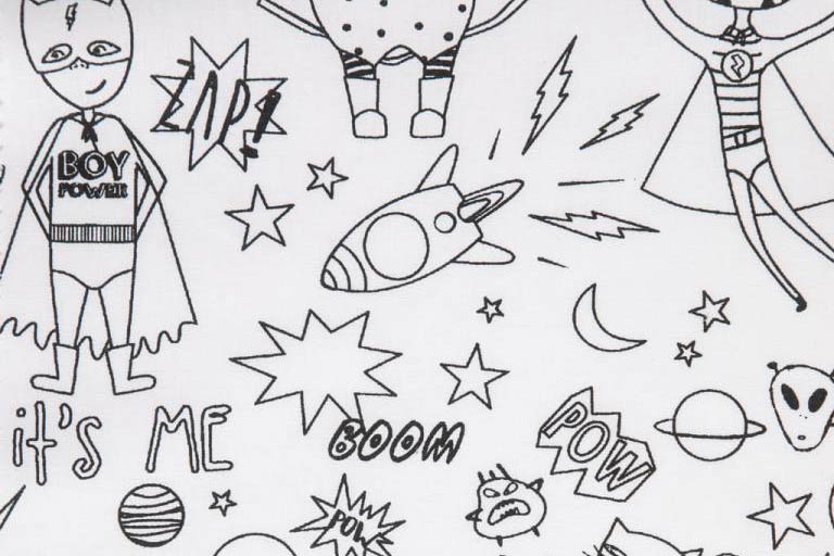 Ausmalstoff Baumwolle - Superheld