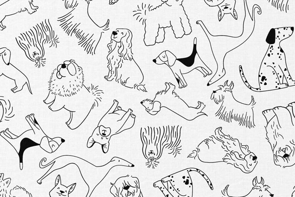 Ausmalstoff Baumwolle - Hunde