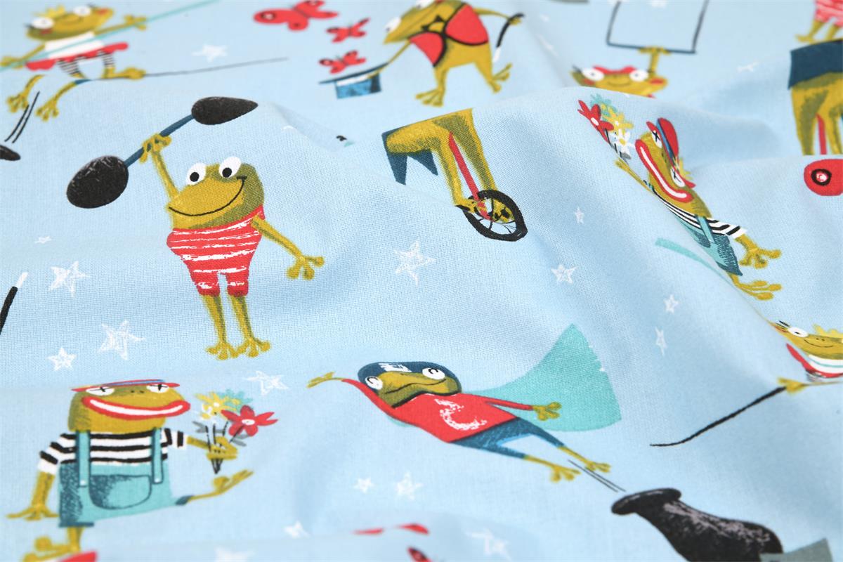 Baumwollstoff - Frosch-Zirkus