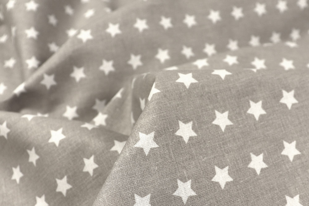 Bettwäsche-Stoff - Sterne - 295 cm - Hellgrau