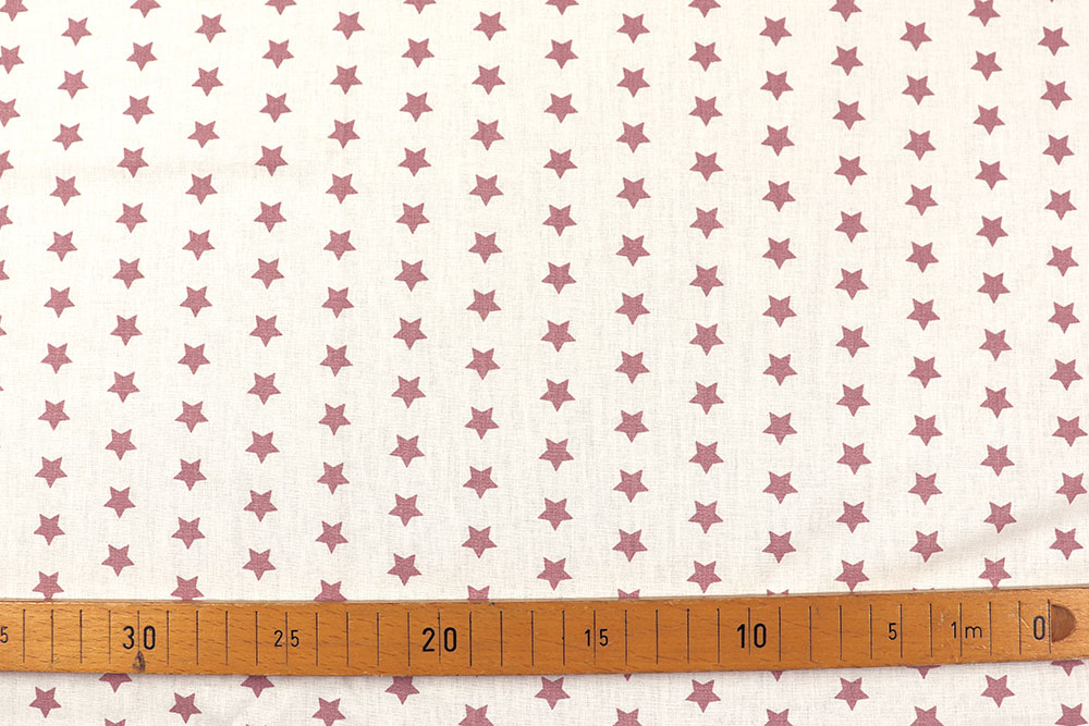 Bettwäsche-Stoff - Sterne - 295 cm - Weiß/Dusty Pink