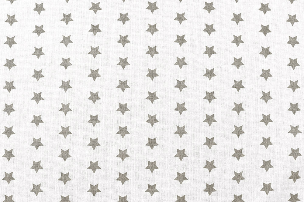 Bettwäsche-Stoff - Sterne - 295 cm - Weiß/Hellgrau