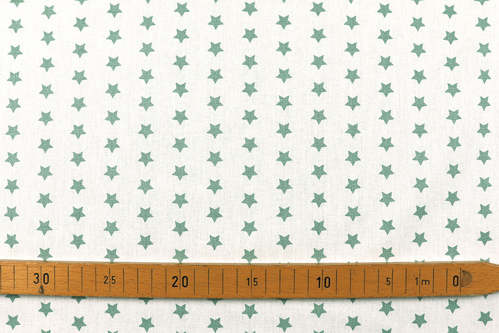 Bettwäsche-Stoff - Sterne - 295 cm - Weiß/Mint