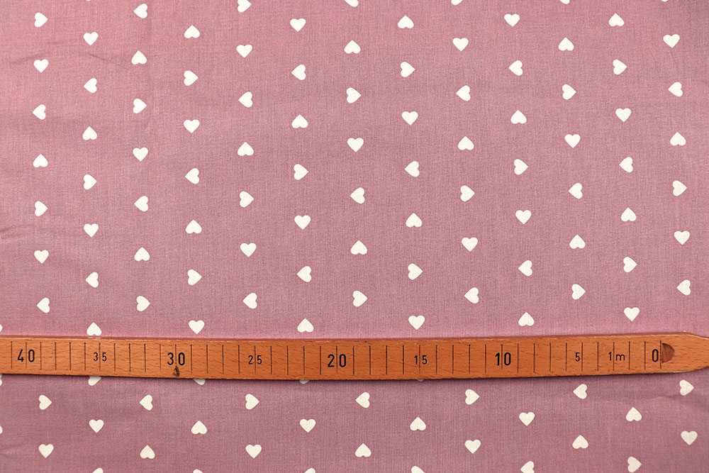 Bettwäsche-Stoff - Herzen - 295 cm - Dusty Pink