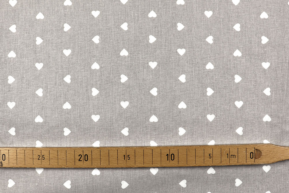 Bettwäsche-Stoff - Herzen - 295 cm - Hellgrau