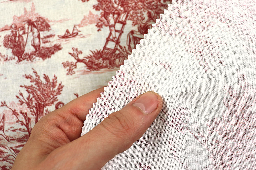 Baumwollstoff Toile de Jouy - Erntezeit - Rot