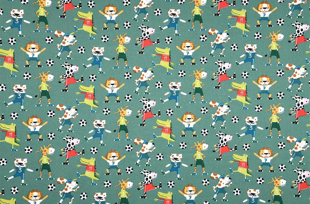 Baumwollstoff - Fußball-Tiere