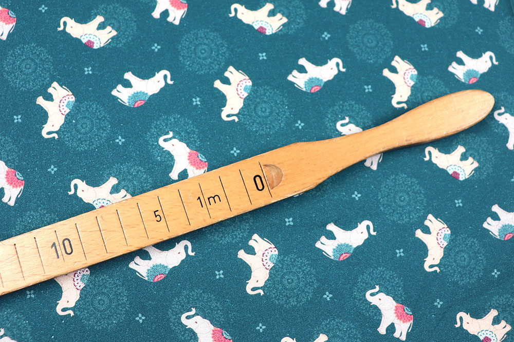 Baumwollstoff - Elefanten und Mandalas