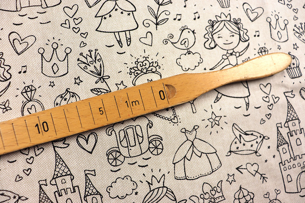 Ausmalstoff Baumwolle - Leinenoptik - Feenland