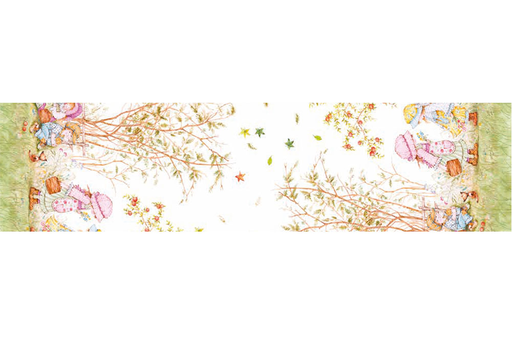 Baumwoll-Dekostoff Digital - Mädchen im Garten