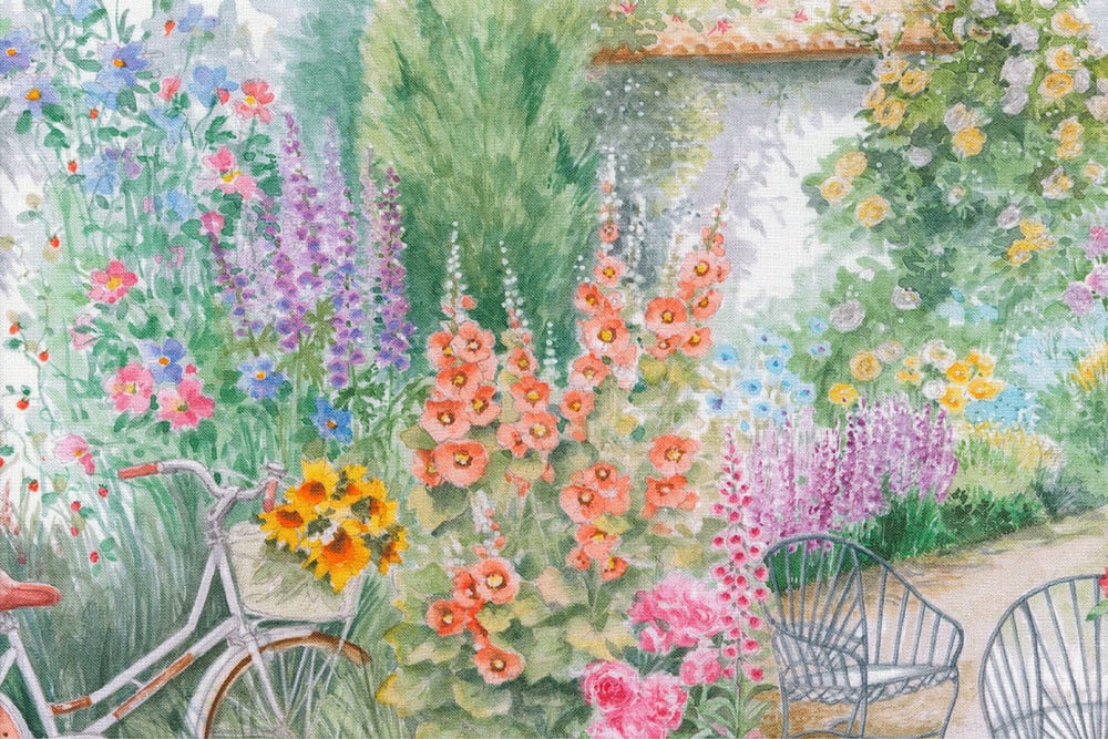 Baumwoll-Dekostoff Digital - Mittags im Garten