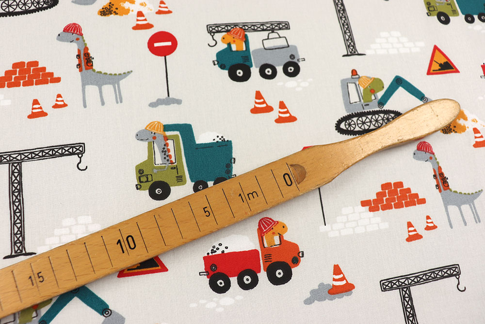 Kinderstoff - Dino-Baustelle