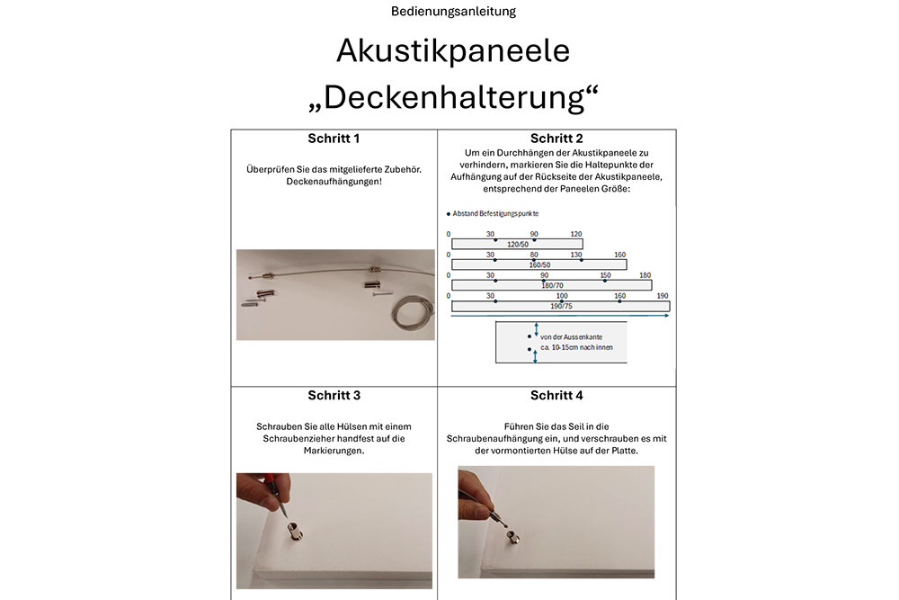Akustikpaneel Decke - Holz-Paneele - 120 x 50 cm - inkl. Befestigung