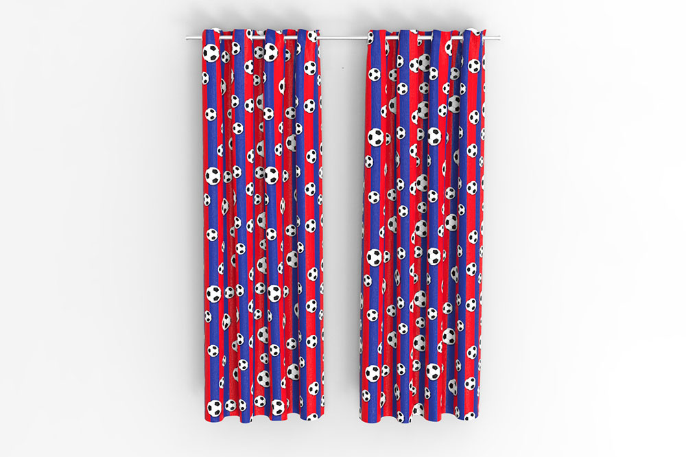 Dekostoff - Fußball - Rot/Blau