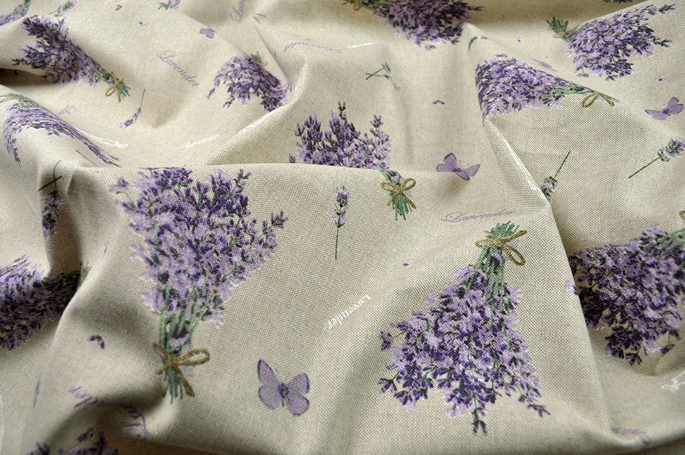 Dekostoff Leinenoptik - Lavendel-Garten