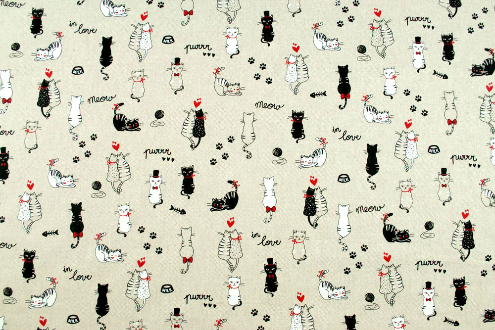 Meow - Dekostoff - Leinenoptik