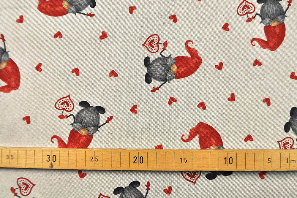 Dekostoff Leinenoptik - Verliebte Wichtel