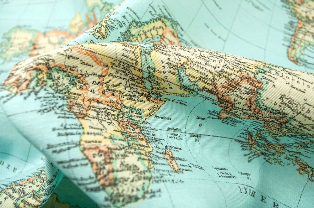 Dekostoff - Weltkarte - Blau