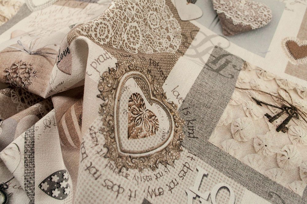 Dekostoff Digitaldruck - romantische Herz-Collage - 1,0 Meter