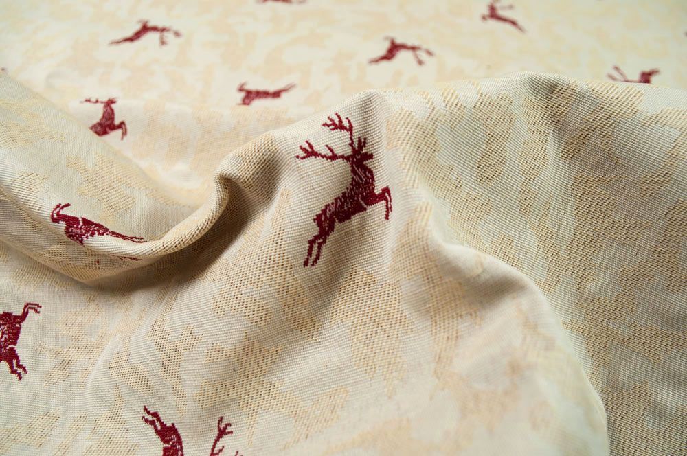 Dekostoff Zweiseitiger Jacquard - Kleine Hirsche - Rot