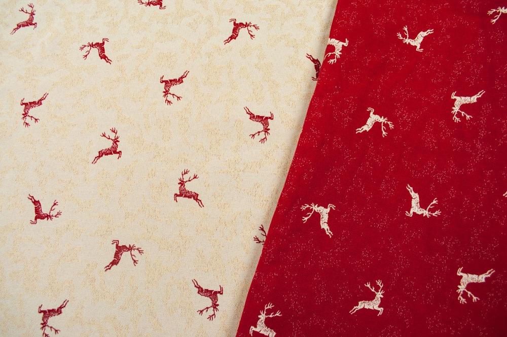 Dekostoff Zweiseitiger Jacquard - Kleine Hirsche - Creme