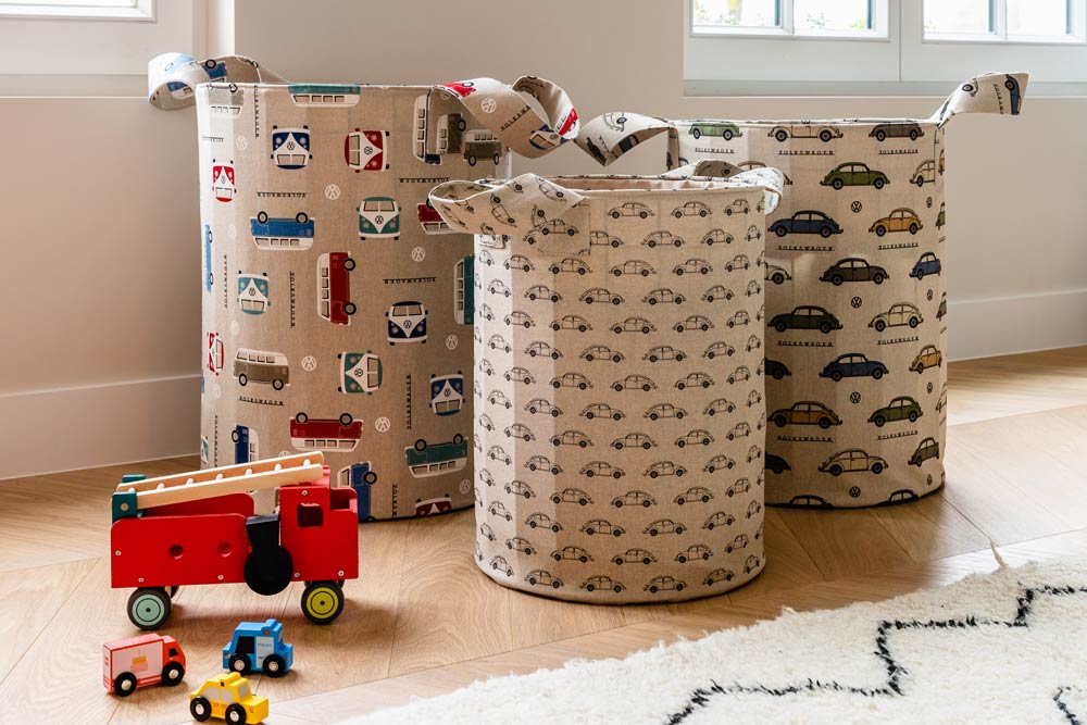 Dekostoff - Leinenoptik - Retro-Auto