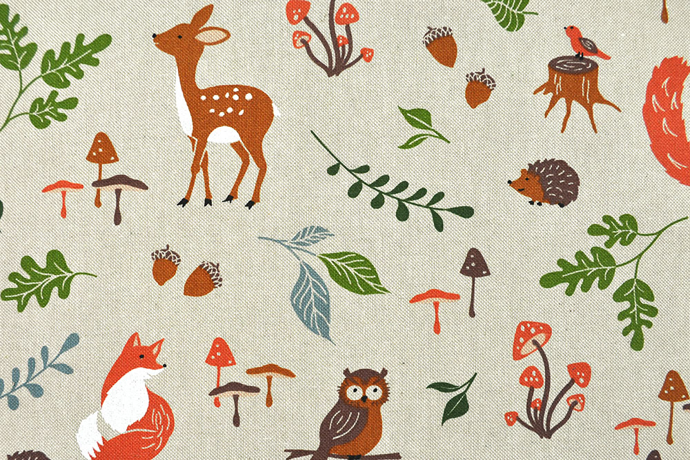 Dekostoff Leinenoptik - Freunde des Waldes