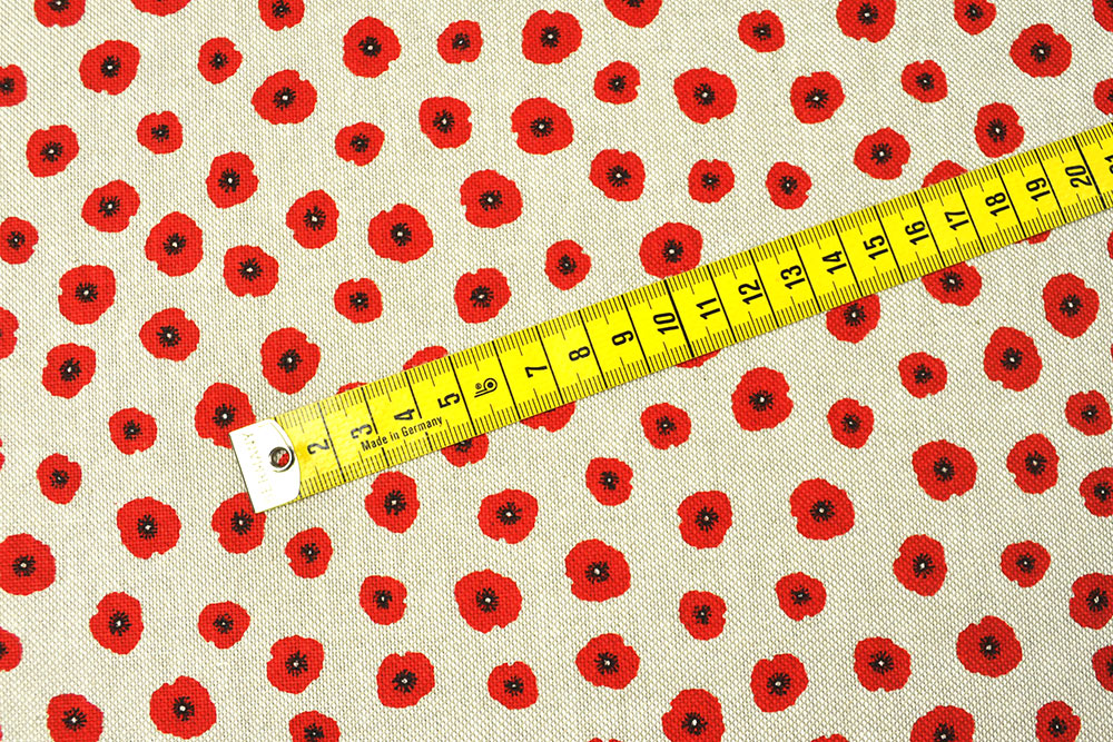 Dekostoff Leinenoptik - Kleiner Mohn