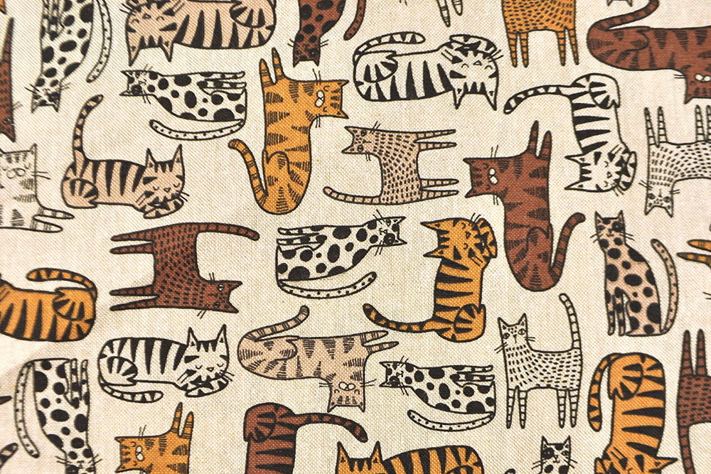 Dekostoff Leinenoptik - Cute Kitties