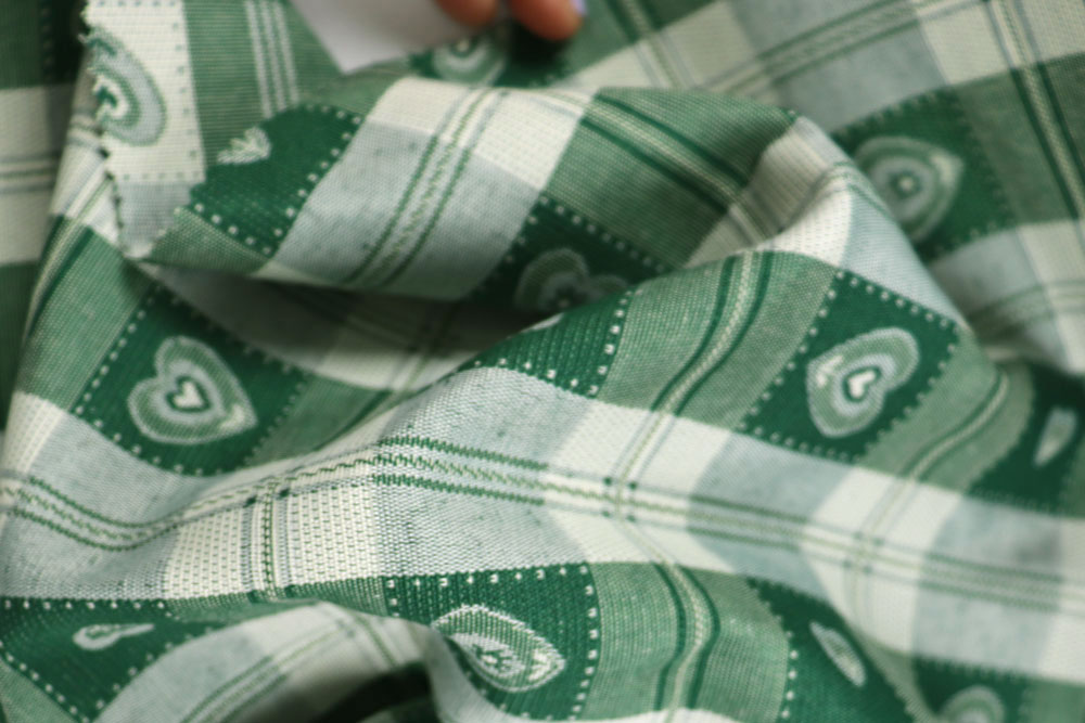 Dekostoff Landhaus-Herzen - Vichy Karo - Grün