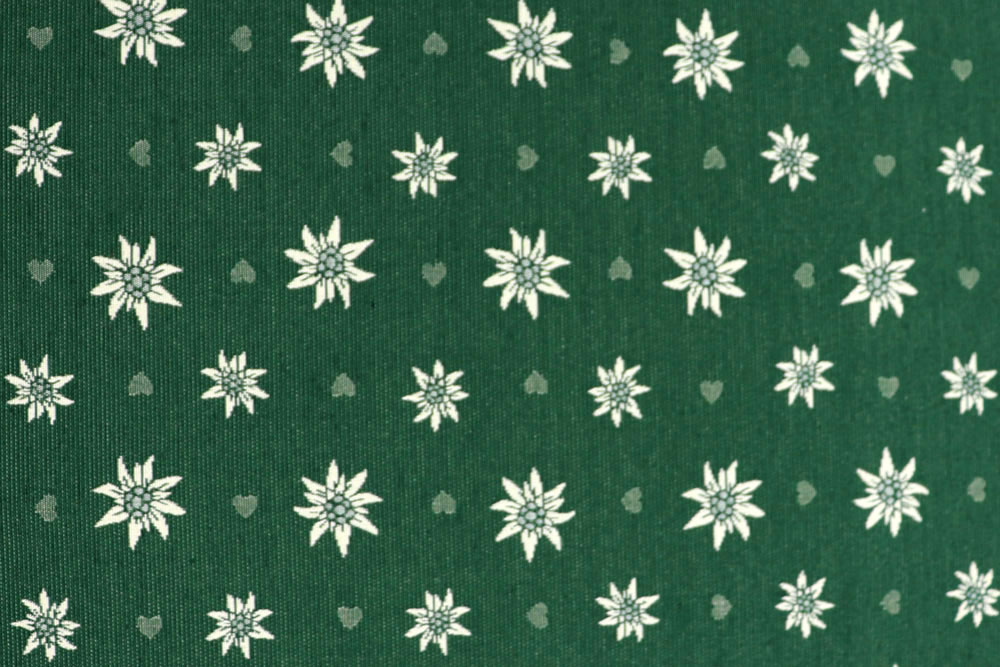 Dekostoff Jacquard - zweiseitig - Landhaus-Edelweiß - Grün