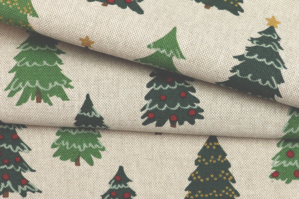 Dekostoff Leinenoptik - Christmas Trees