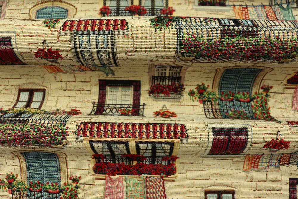 Gobelin-Stoff- Fröhliche Fenster