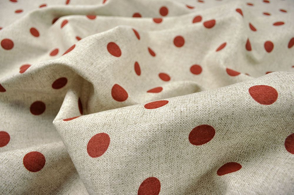 Dekostoff Leinenoptik - Punkte - Beige/Terra - 280 cm