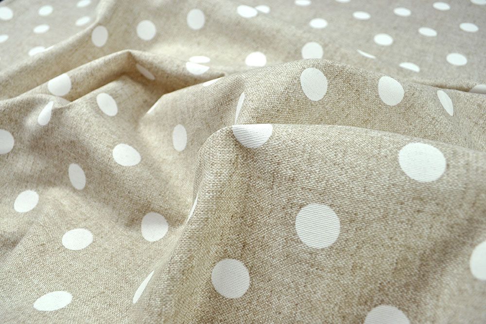 Dekostoff Leinenoptik - Punkte - Beige/Weiß - 280 cm