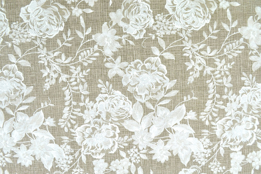 Dekostoff Leinenoptik - White Rose Dream - 280 cm