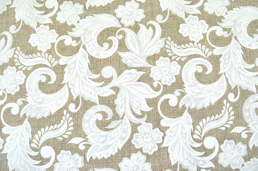 Dekostoff Leinenoptik - White Ornaments - 280 cm