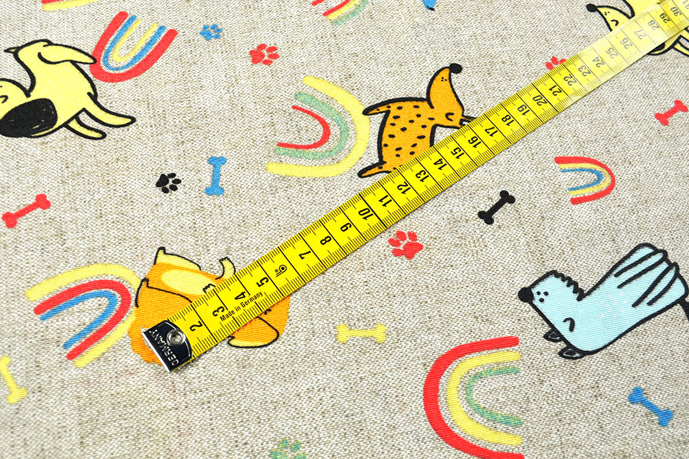 Dekostoff Leinenoptik - Happy Dogs - 280 cm