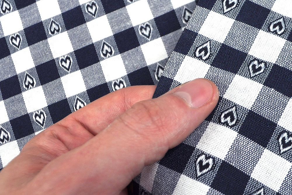 Dekostoff - Vichy-Herzen - 280 cm breit - Nachtblau