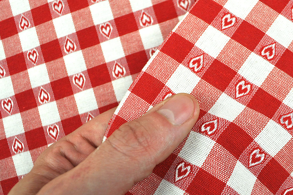 Dekostoff - Vichy-Herzen - 280 cm breit - Rot