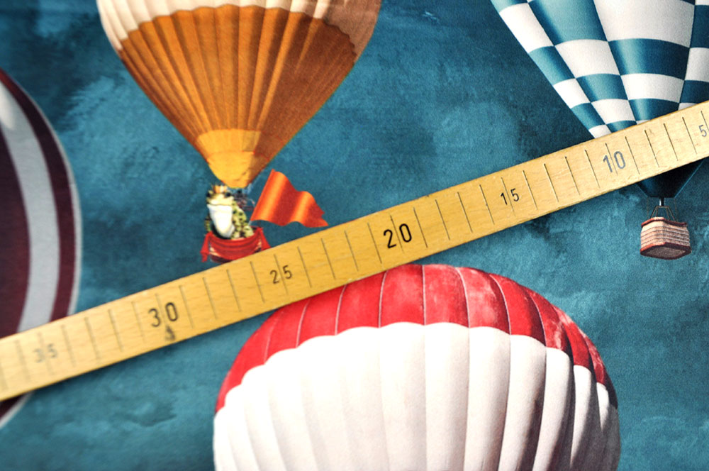 Samt-Dekostoff - Digitaldruck - Tierische Ballonfahrt