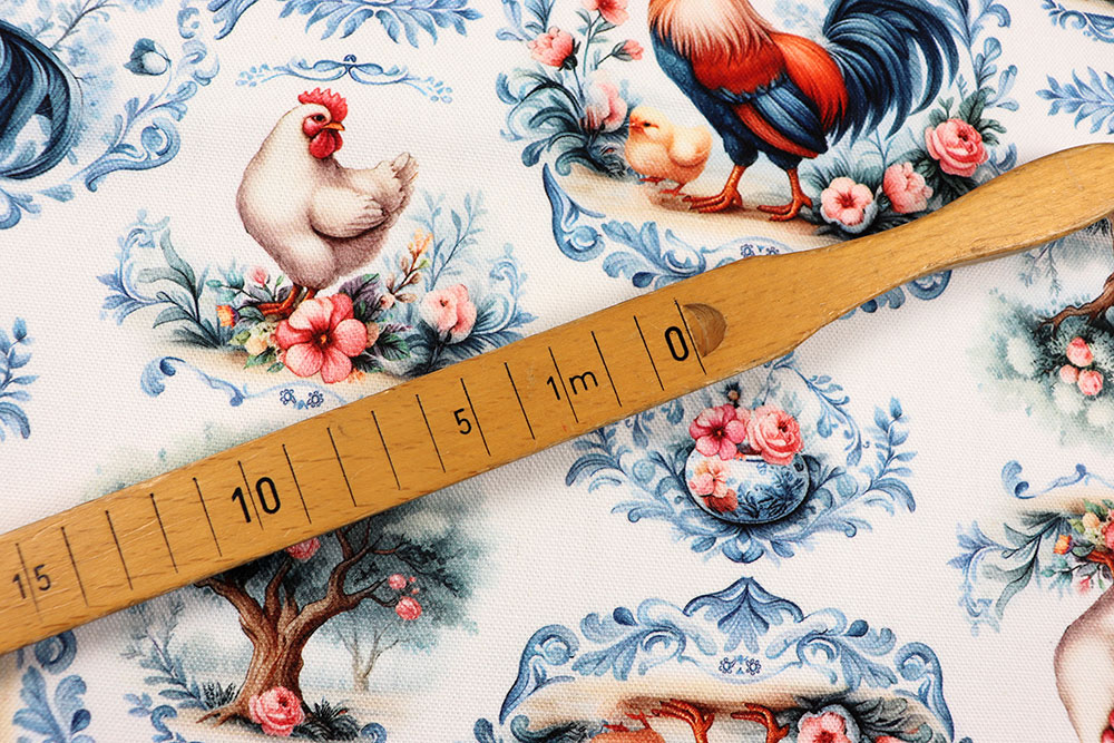 Dekostoff Premium - Hühner und Hähne