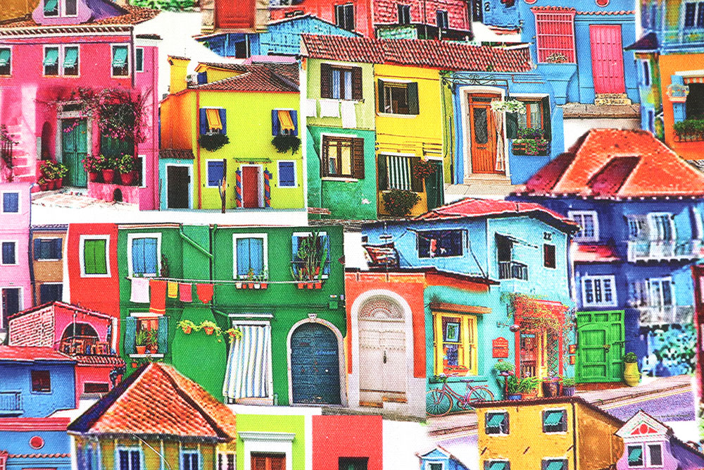 Dekostoff Premium - Bunte Stadt