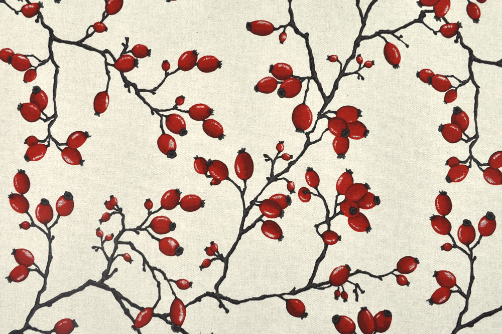 Dekostoff Leinenoptik - Hagebutten