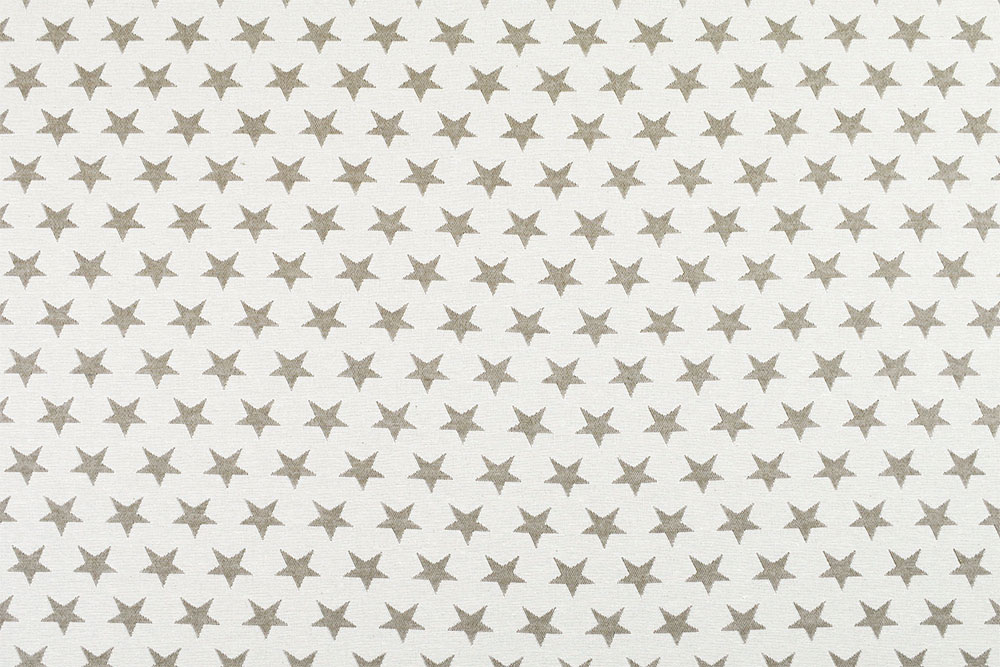 Dekostoff Jacquard - zweiseitig - Sterne - Beige/Weiß