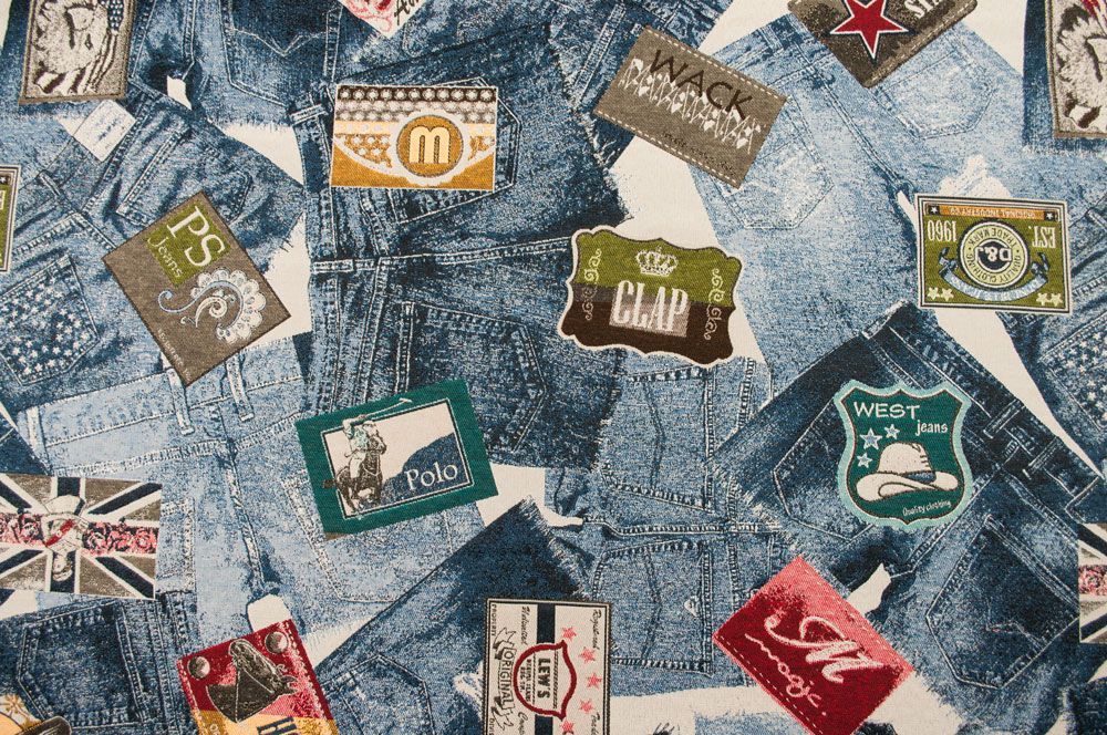 Jacquard-Stoff Jeans-Label